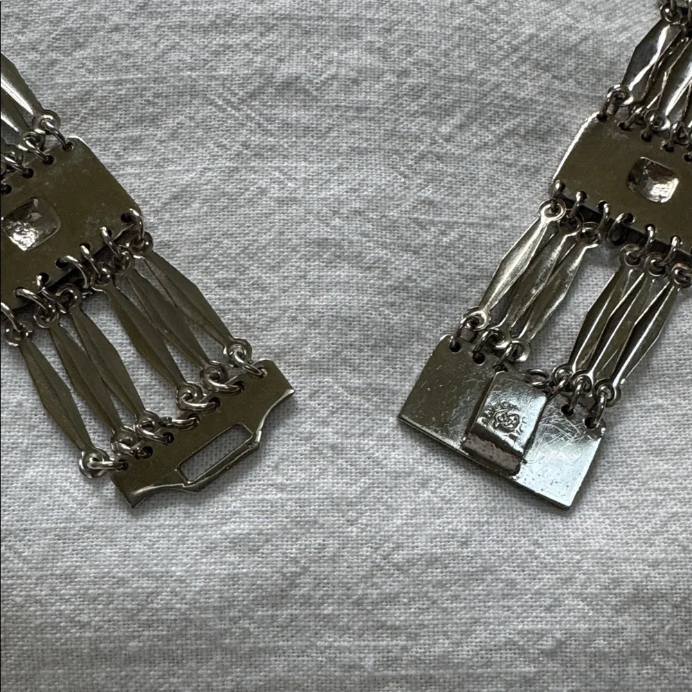 VINTAGE BELT HECHO MEXICO SILVER METAL SECTIONAL PANEL LINKS ARTICULATED 30 1/2”